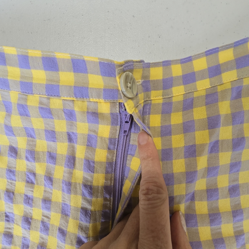 Anthropologie Yellow Violet Gingham Straight-Leg Pants - Women - Picture 9 of 13